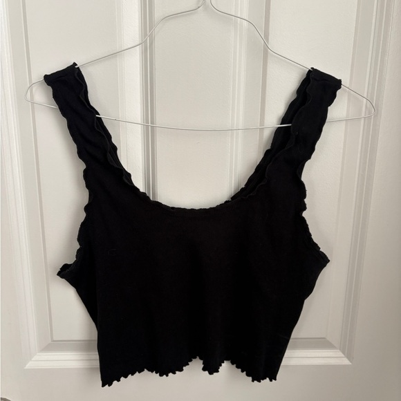 ASOS Tops - ASOS Ribbed Baddie Grunge Scallop Edge Crop Tank Top Black Whimsigoth